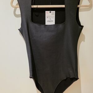 Black Square Neck Bodysuit